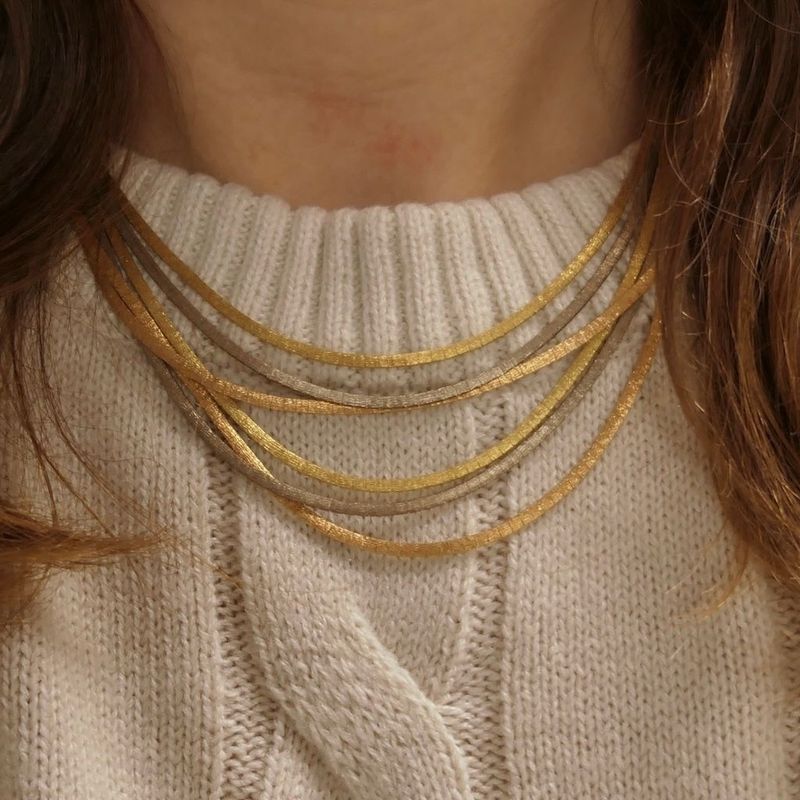 Image 8 of Tricolor gold omega link necklace