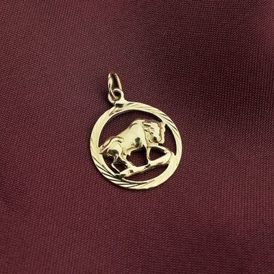 Image 2 of Gold zodiac sign pendant; Taurus