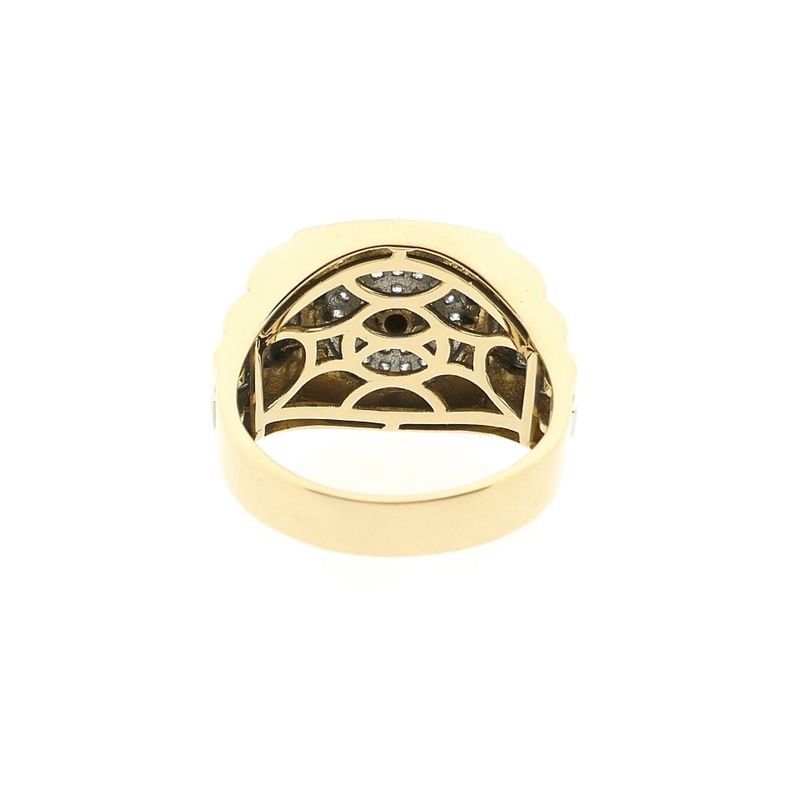 Image 6 of Bicolor Gold Mercedes Benz Men's Ring with Zirconia