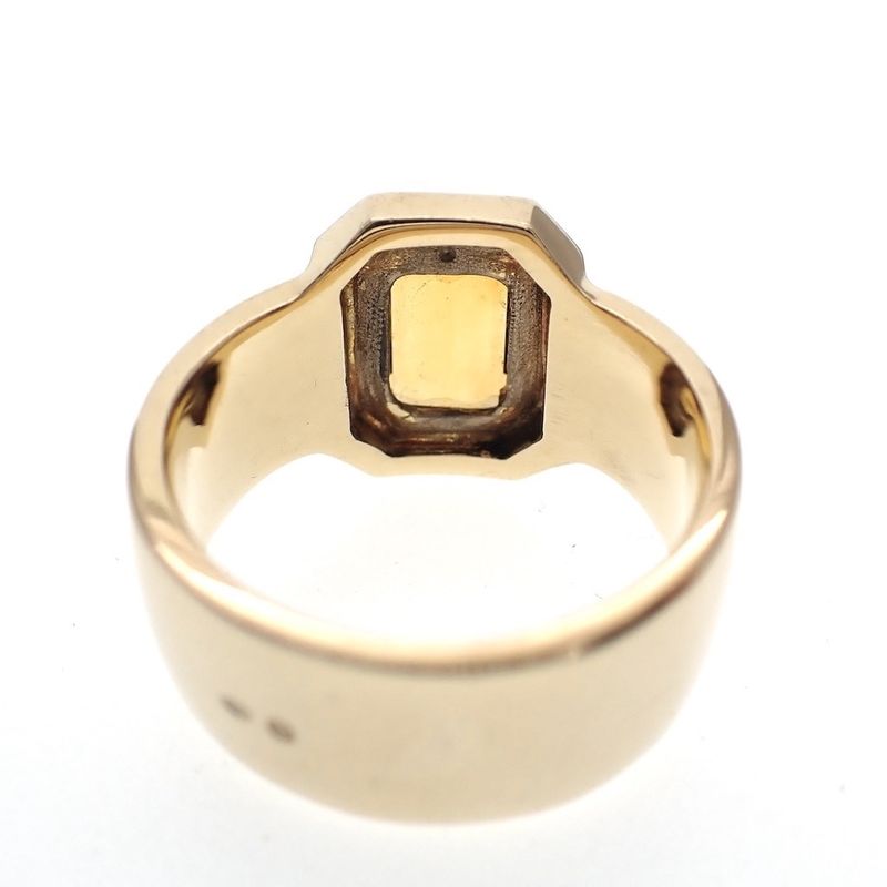 Image 5 of Two-tone gold ring with emerald-cut gold topaz