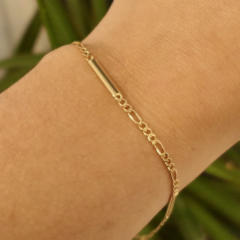 Image 10 of Gold Figaro link bracelet