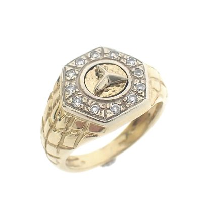 Two-tone gold ring with Mercedes logo Image 1 of Two-tone gold ring with Mercedes logo