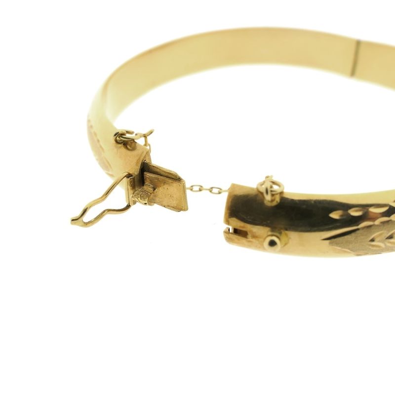 Image 6 of Gold slave bracelet with engravings; Size M