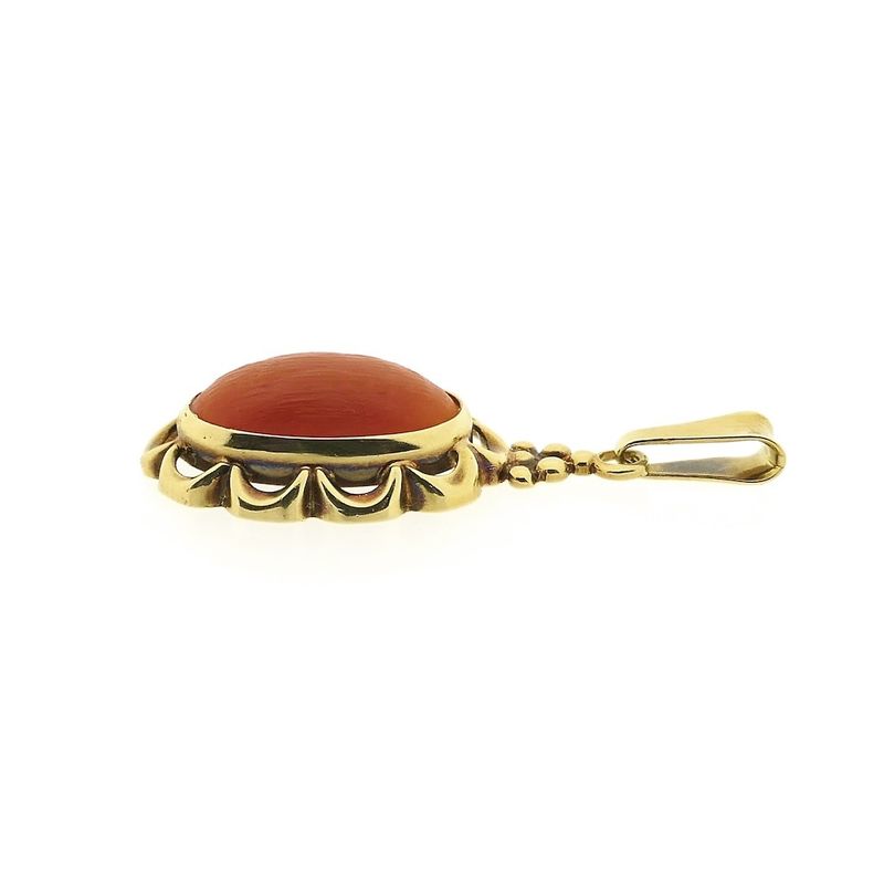 Image 9 of Gold pendant with red coral | Vintage