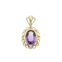 Vintage gold pendant with amethyst.