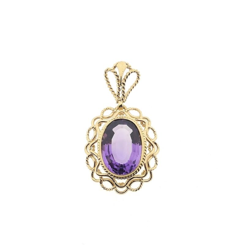Image 1 of Vintage gold pendant with amethyst.