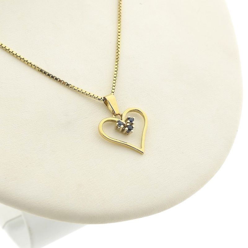 Image 9 of 18 carat gold heart pendant with sapphire