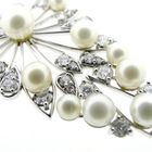 Image 3 of UTOPIA Art Deco white gold earrings with pearl and diamond 3.50 ct.