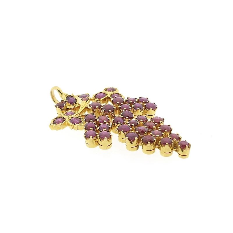 Image 4 of Gold bunch of grapes pendant with ruby