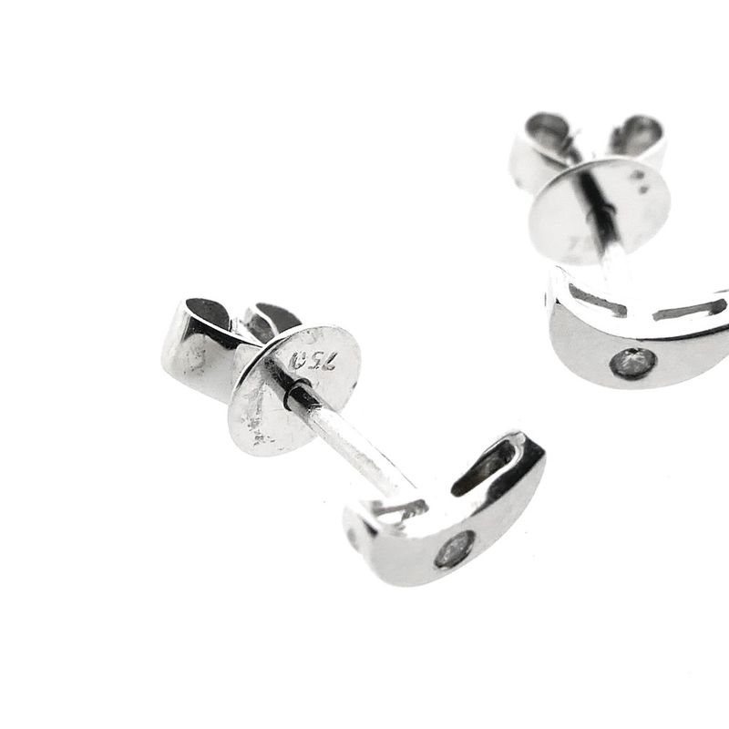 Image 4 of White gold moon-shaped stud earrings with diamond; 0.03 ct.