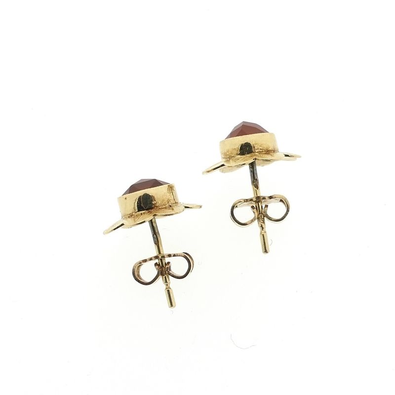 Image 5 of Gold stud earrings with carnelian | Vintage/antique