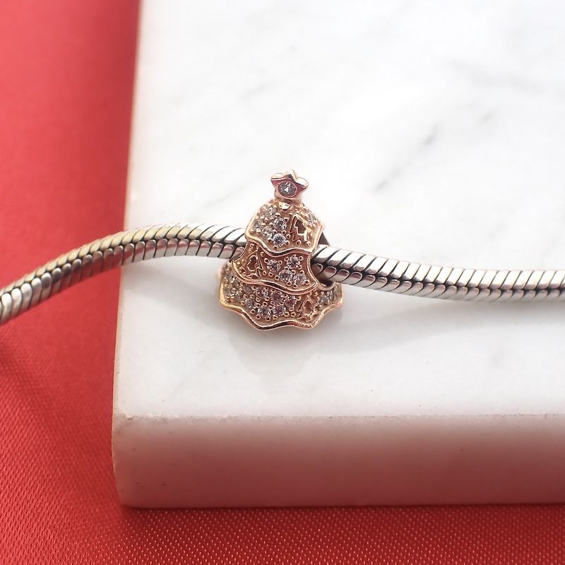 Image 2 of Pandora Moments charm; Rose gold plated; Pavé Christmas Tree