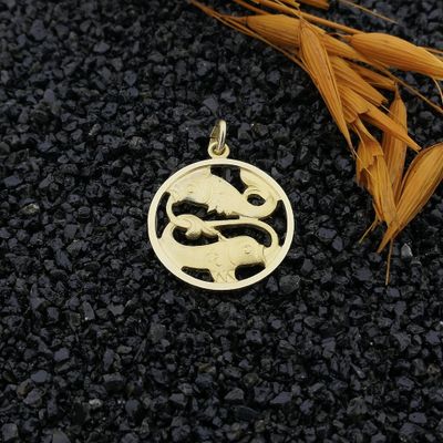 Image 2 of Gold zodiac sign pendant; Pisces