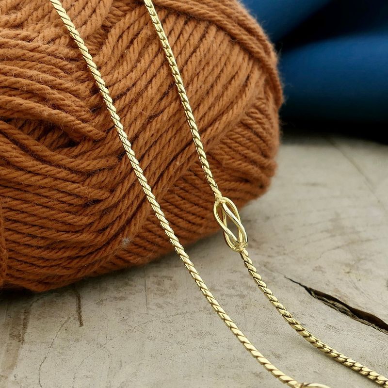 Image 2 of Gold long S-link necklace with love knots