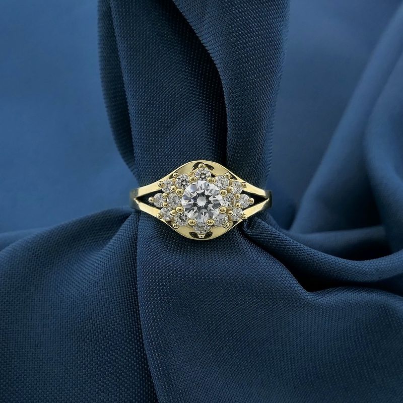 Image 2 of 9 crt. Vintage entourage ring with zirconia