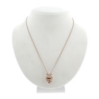 Pandora anchor link necklace with panther pendant; Rose gold plated; | 50 - 60 cm