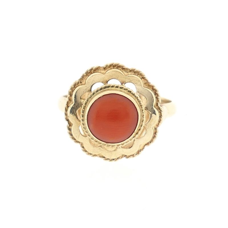 Image 3 of Gold ring with red coral | Vintage/antique
