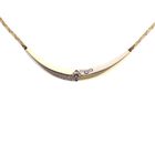 Image 1 of Two-tone gold flat cobra link necklace with diamonds; 0.24 ct.