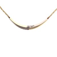Two-tone gold flat cobra link necklace with diamonds; 0.24 ct.