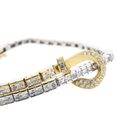 Image 3 of Bicolor Gold Bar Link Bracelet with Zirconia