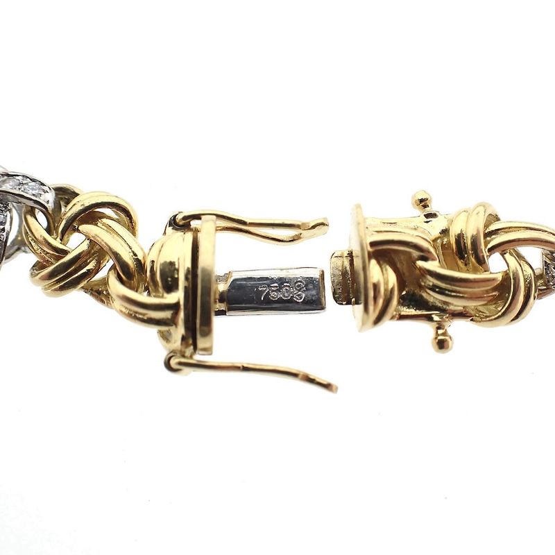 Image 3 of Two-tone gold link bracelet with diamonds; 1.00 ct.