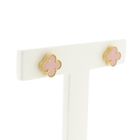 Image 3 of Golden clover 4 stud earrings with chalcedony