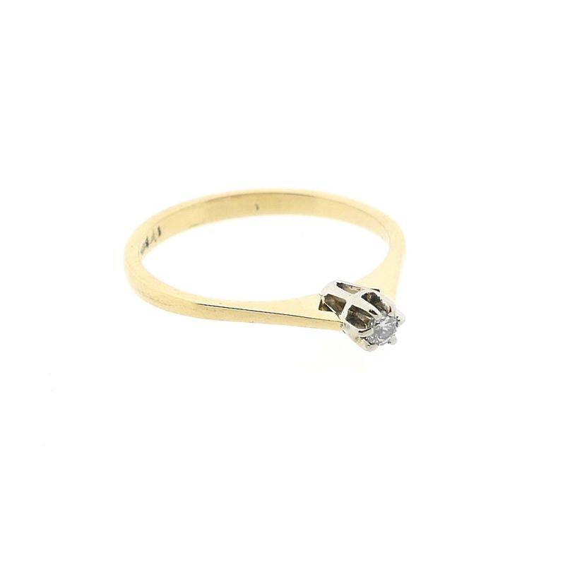 Image 4 of Bicolor gold solitaire ring with diamond; 0.045 ct.