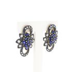 Image 2 of Gold/silver earrings with sapphire and diamond; Approx. 0.51 ct.
