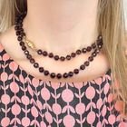 Image 3 of Antique garnet bead necklace with gold clasp