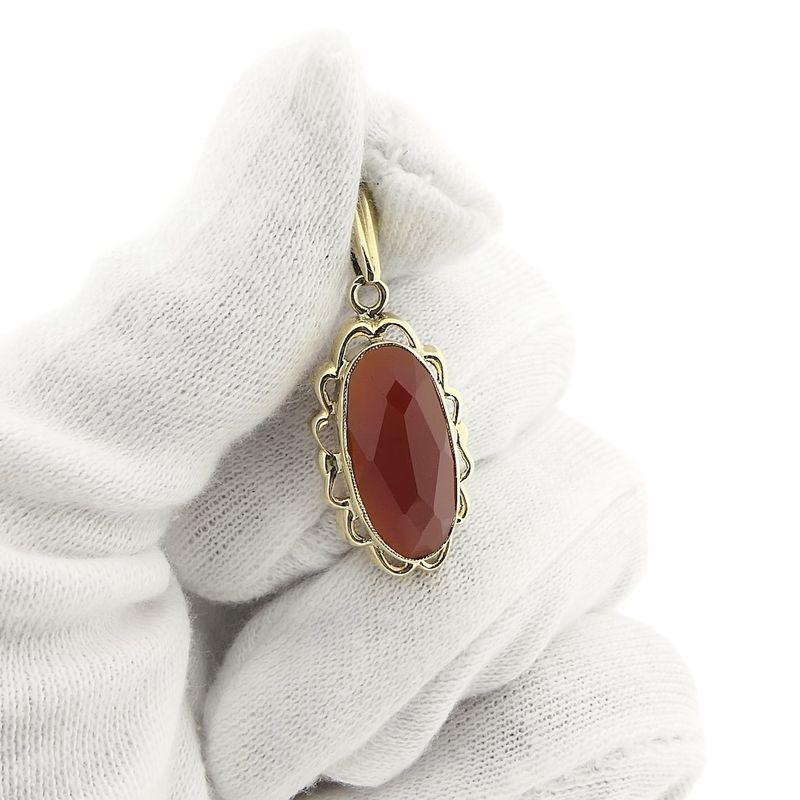 Image 6 of Vintage gold entourage pendant with carnelian