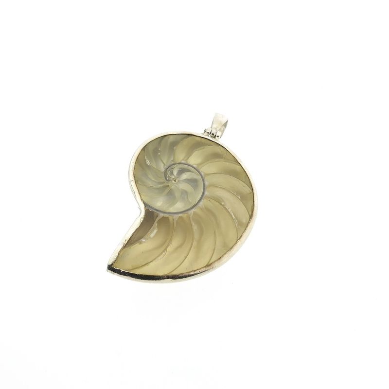 Image 6 of Silver shell pendant; Nautilus