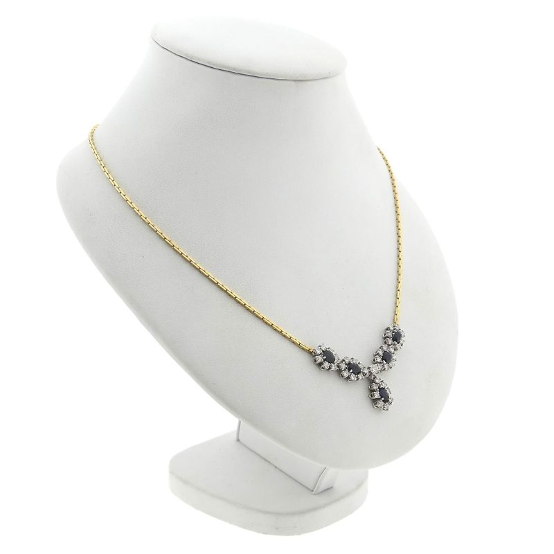 Image 3 of 18K Yellow Gold Cardano Link Necklace with Sapphire & Diamonds