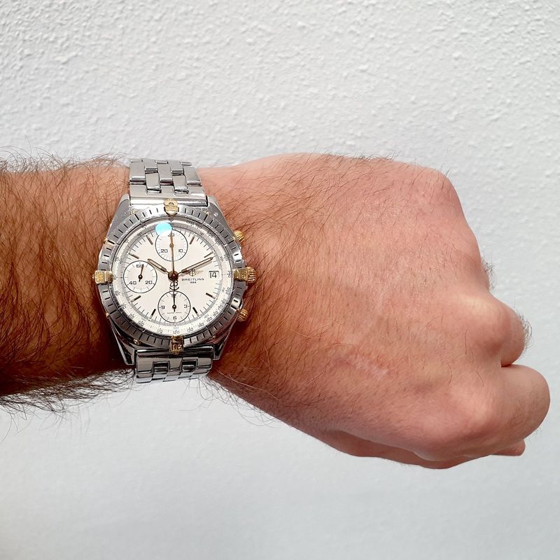Image 12 of Breitling Chronomat; Chronograph men's watch on pilot's strap