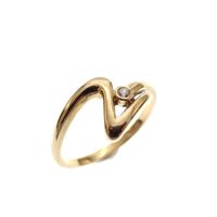 Golden fantasy ring with diamond 0.025 ct.