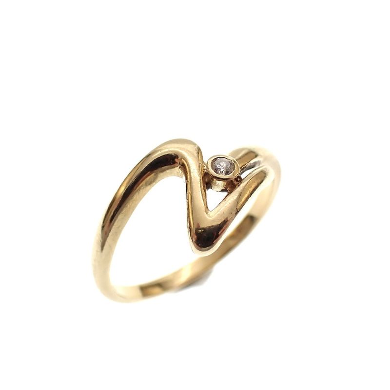 Image 1 of Golden fantasy ring with diamond 0.025 ct.