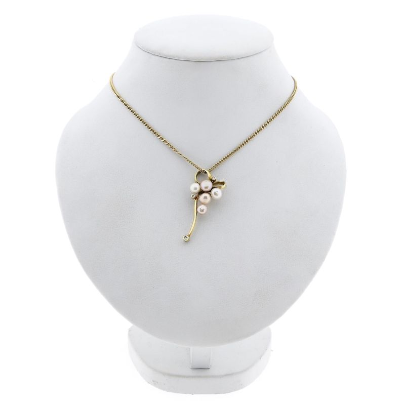 Image 4 of Gold Pendant with Baroque Pearl & Diamond; 14kt; 0.08 ct