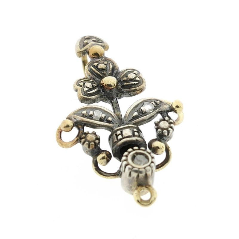 Image 3 of 18 kt gold/silver antique pendant with diamond | Approx. 0.025 ct.