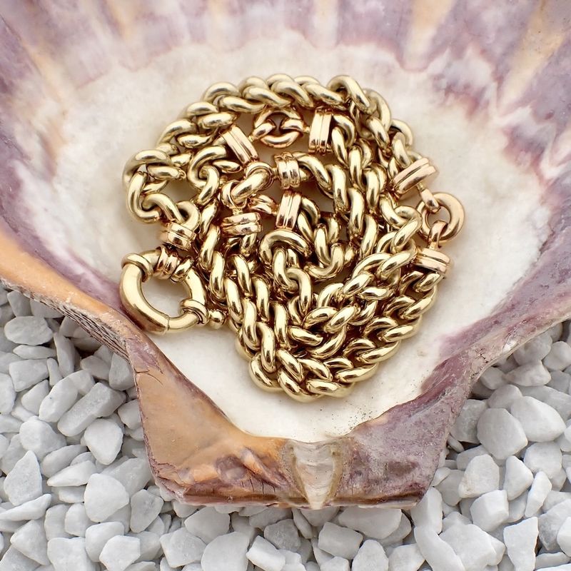 Image 5 of Two-tone gold gourmet link necklace