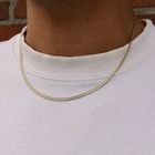 Afbeelding 9 van Gouden platte gourmetschakel ketting 