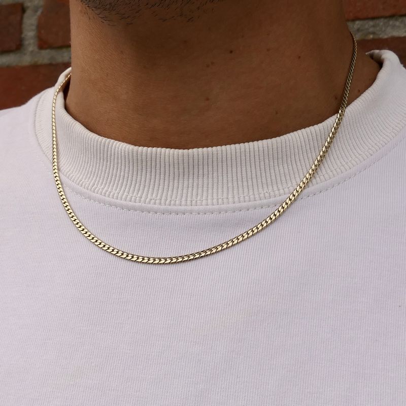 Afbeelding 9 van Gouden platte gourmetschakel ketting 