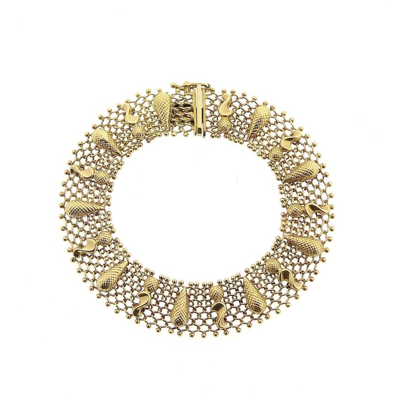 Image 3 of Gold gallery wire link bracelet