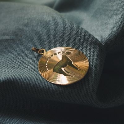 Image 2 of Gold zodiac sign pendant; Capricorn