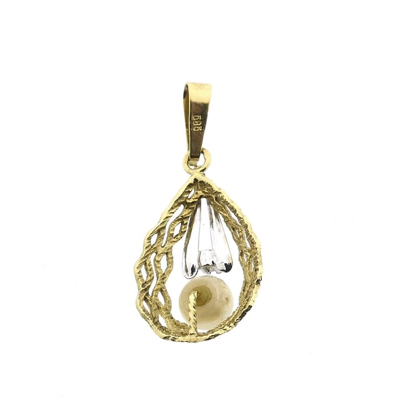 Afbeelding 5 van Bicolor gouden hanger met diamant; 0,01 ct.