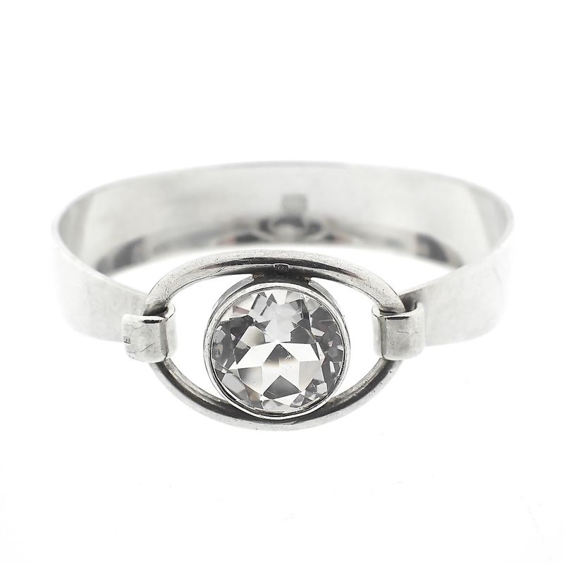 Image 1 of Silver vintage bracelet with crystal; N.E. From | Ø 56.5 mm