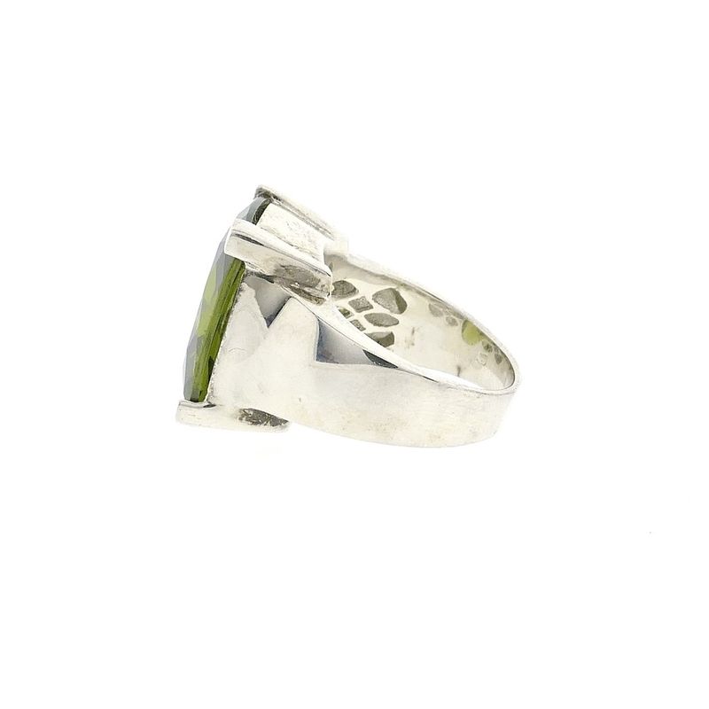 Image 8 of Silver ring with olive green zirconia stone