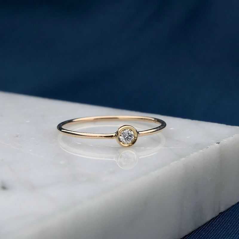 Image 2 of Rose gold solitaire ring with diamond; 0.07 ct.