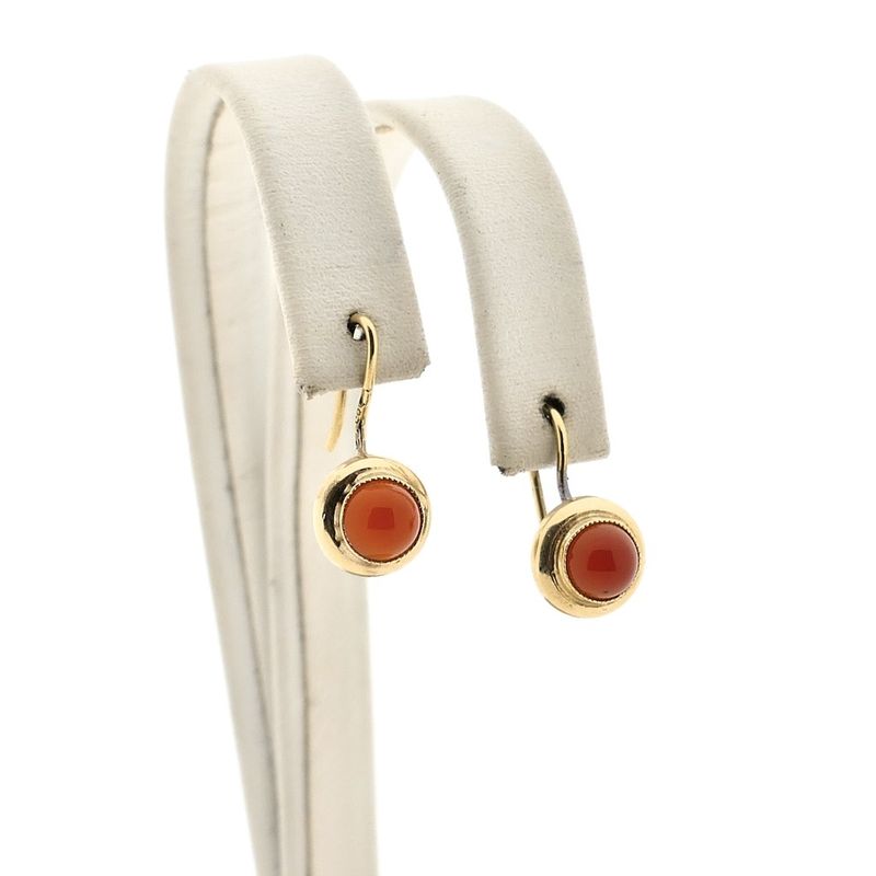 Image 1 of Gold stud earrings with garnet