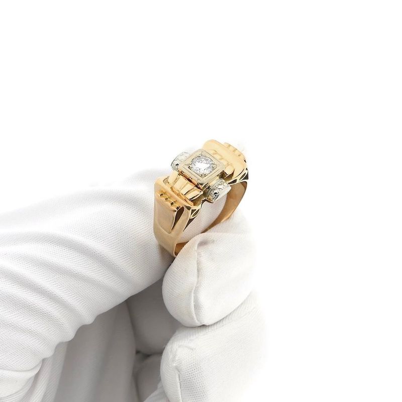 Image 8 of Vintage rose gold ring with diamond; 0.35 ct.