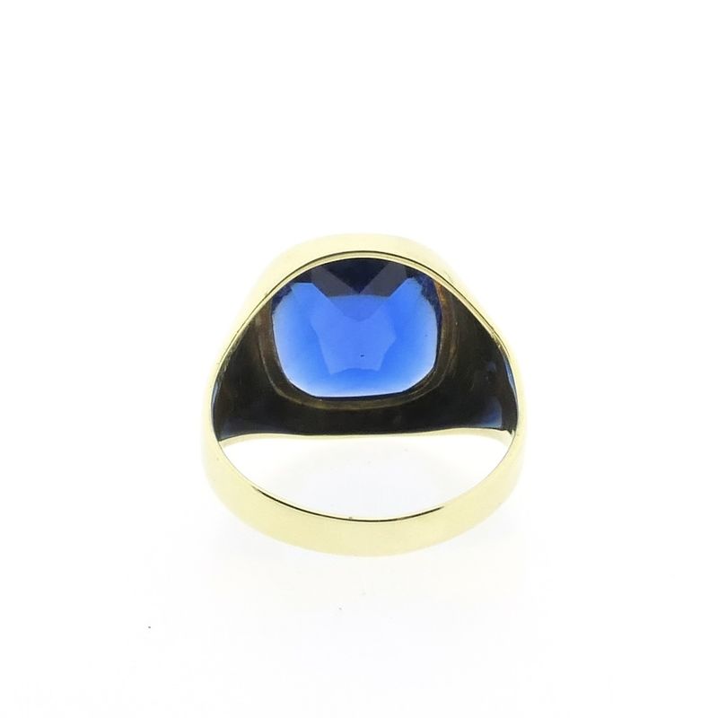 Image 4 of Gold signet ring with synthetic sapphire