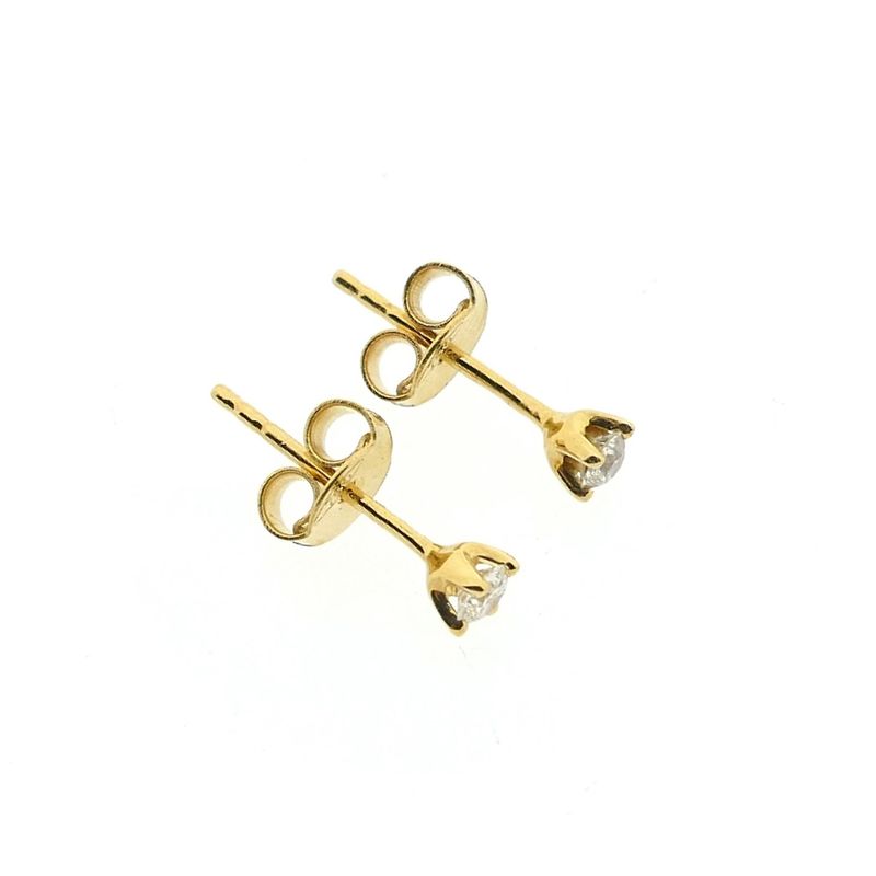 Image 8 of Gold solitaire stud earrings with diamonds; 0.12 ct.